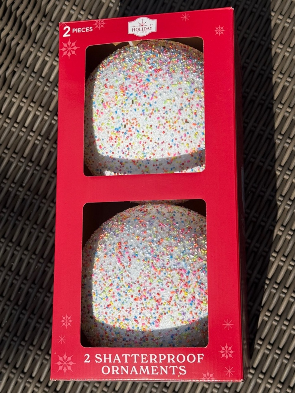 Holiday Time Jumbo Sprinkles Ornaments - Set of 2 - NWT